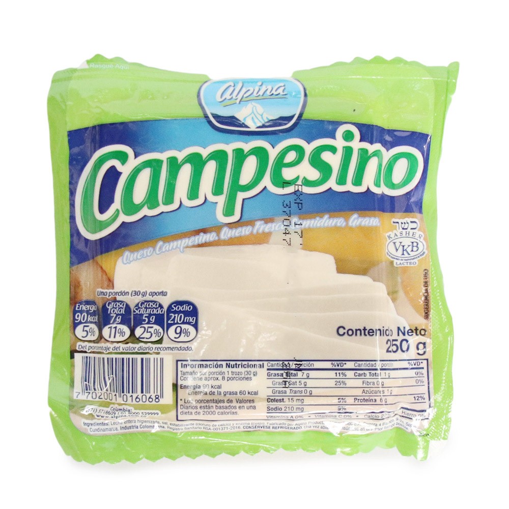 QUESO CAMPESINO ALPINA  x 250GR