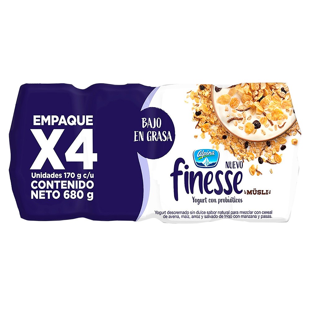 YOGURT FINESSE NATURAL CEREAL x4UN*170GR