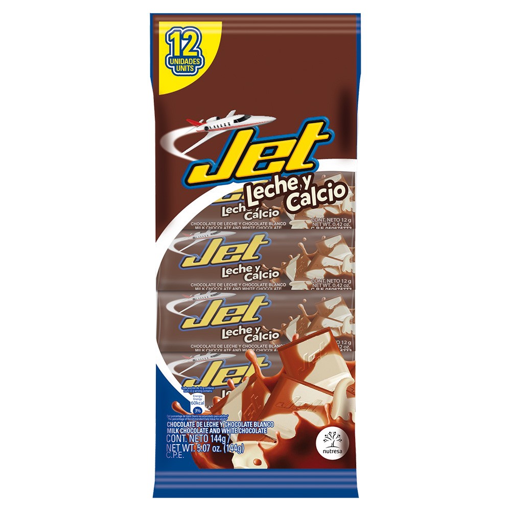 CHOCOLATINA JET LECHE CALCI *12GR*12 BAR