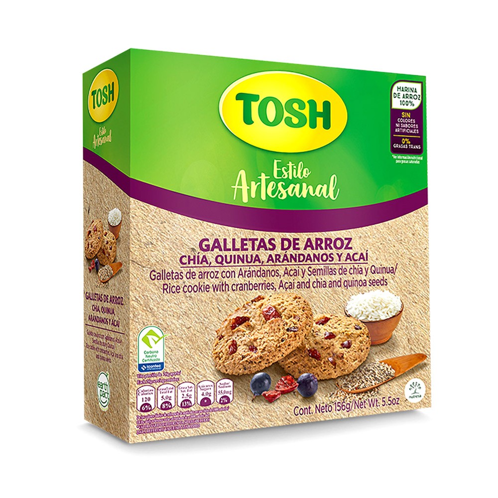 GALLETA TOSH ARTESANAL ARROZ ARANDANOS