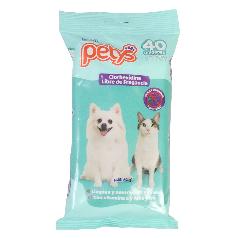 PAÑITOS HUM CLORHEXIDINA PETYS*40UND