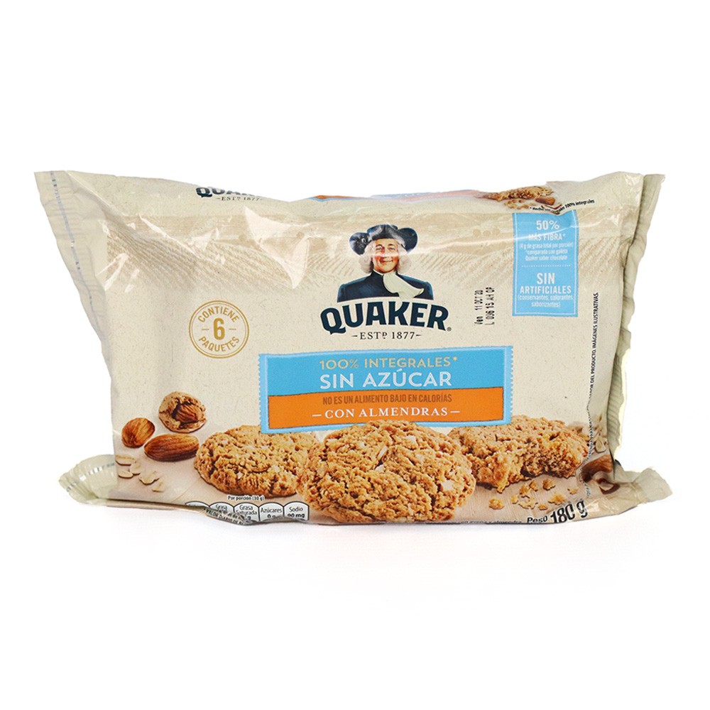 GALLETA QUAKER ALMENDRAS X6 UND * 180 GR
