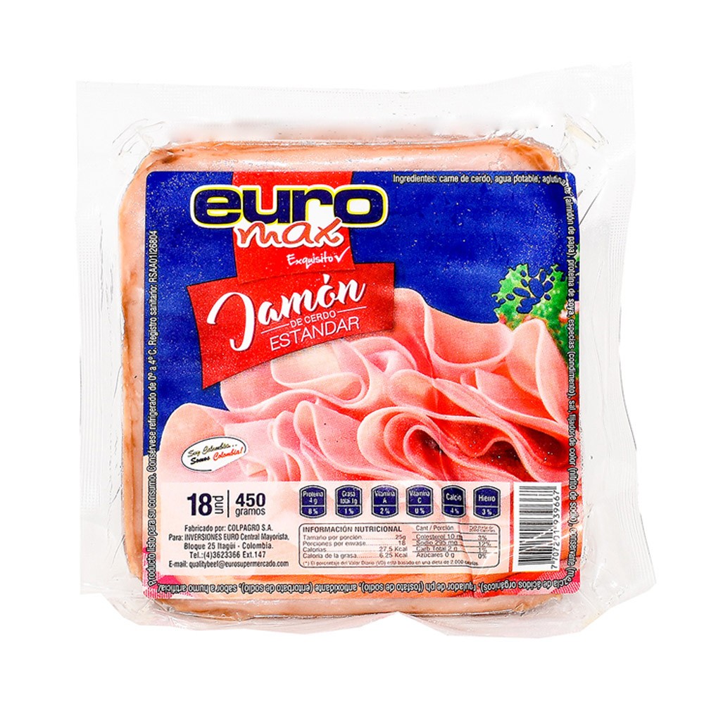 JAMON ESTADAR EUROMAX   x 450GR