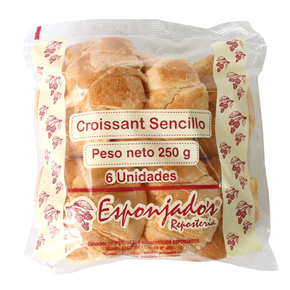 CROISSANT GDE SENCIL 6U*250GR ESPONJADOS