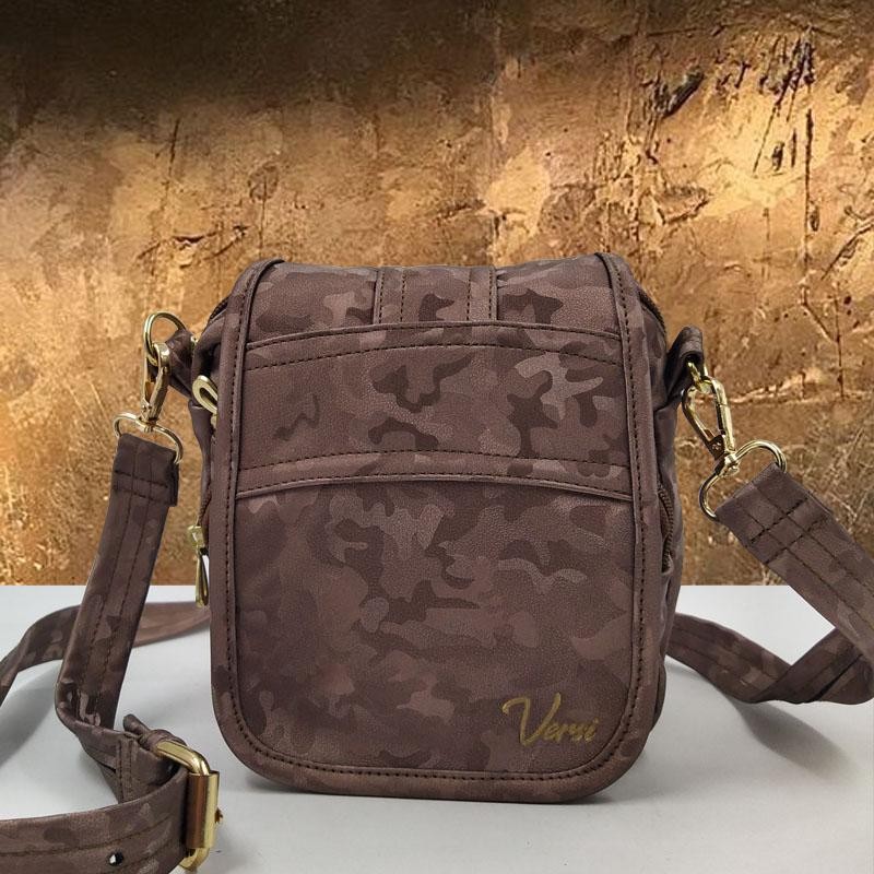 BOLSOS TIPO CARRIEL CAMUFLADO CAFÉ DISEÑO CORRUGADO FEMENINO CARTERA MODA