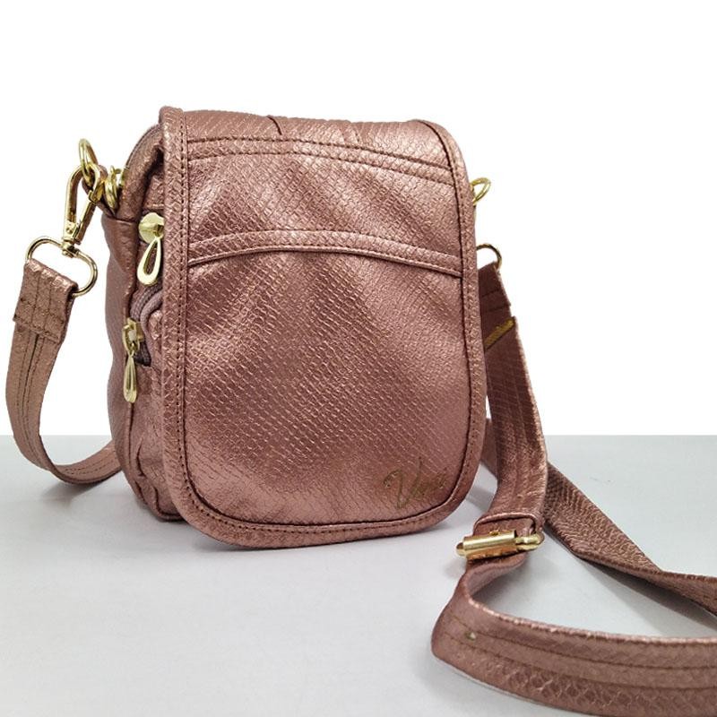BOLSO ENZO  VERSI DISEÑO TIPO CARTERA CARRIEL ORO ROSA CORRUGADO FEMENINO MODA