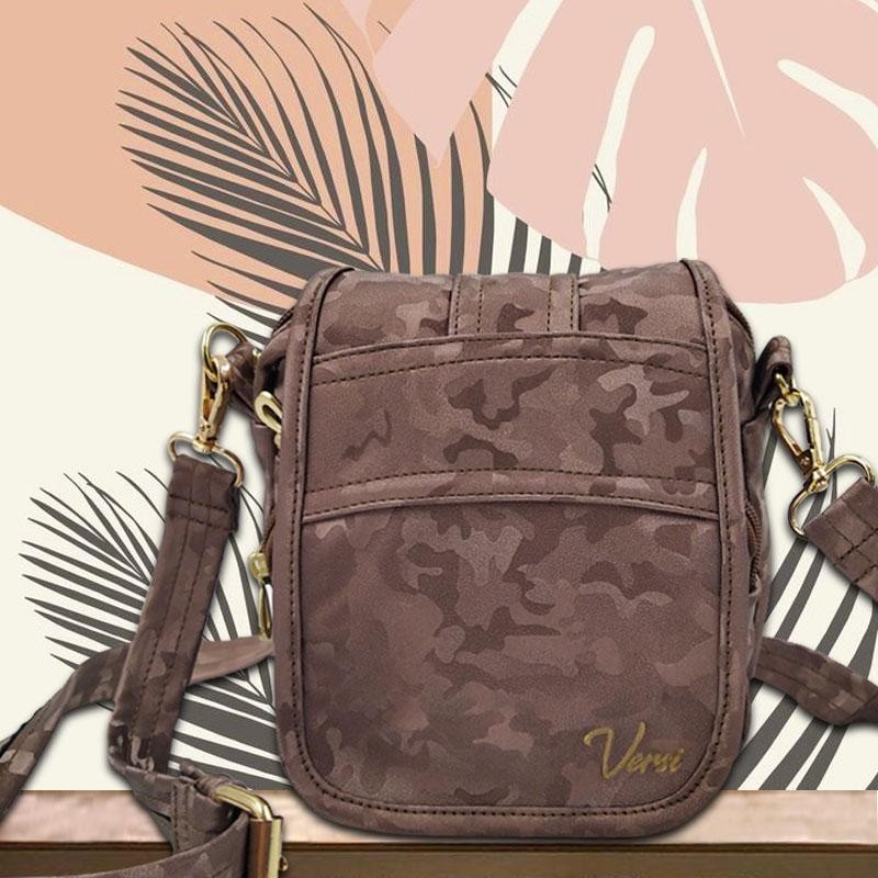 BOLSOS TIPO CARRIEL CAMUFLADO CAFÉ DISEÑO CORRUGADO FEMENINO CARTERA MODA