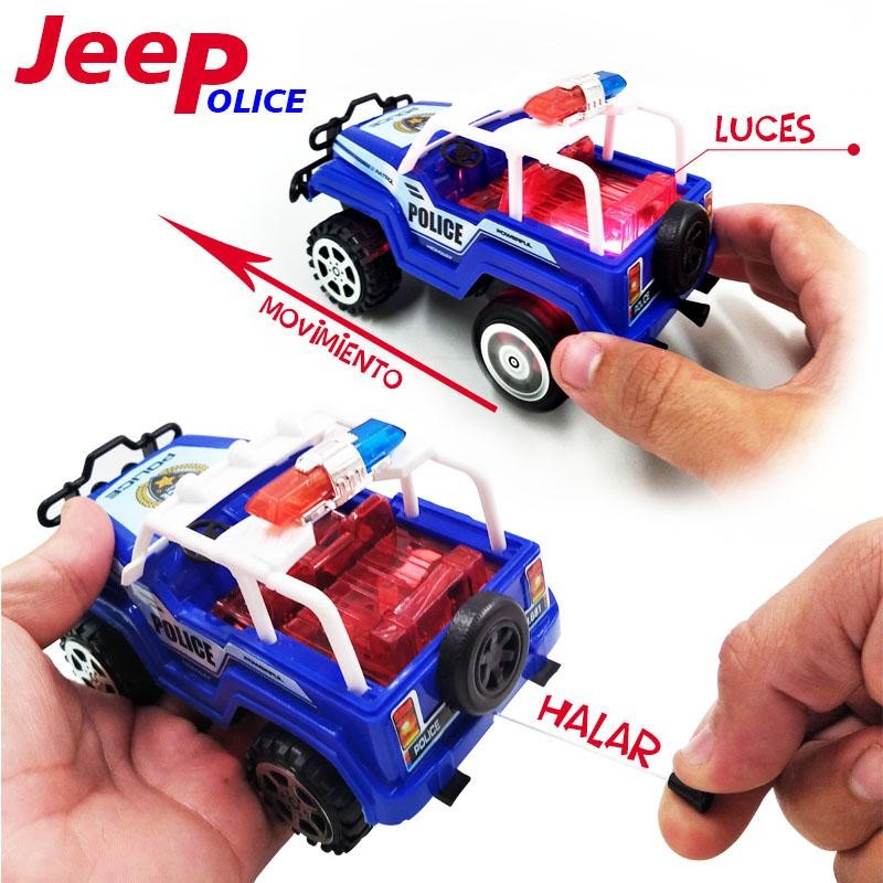 CARRO POLICÍA FRICCIÓN JUGUETE JEEP POLICE IMPULSO NIÑOS JUGUETERÍA