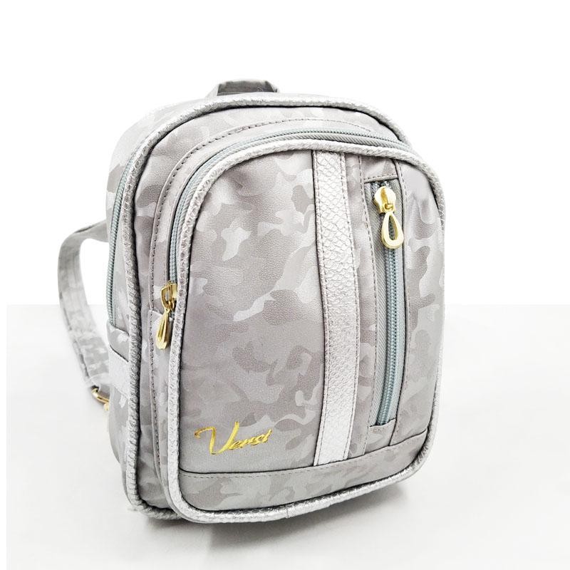MORRAL VERSI ARIEL DISEÑO BOLSO GRIS PLATA CAMUFLADO FEMENINO MODA