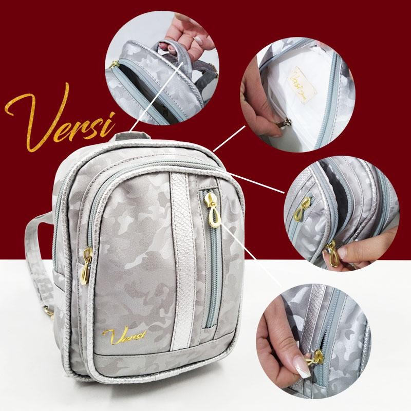 MORRAL VERSI ARIEL DISEÑO BOLSO GRIS PLATA CAMUFLADO FEMENINO MODA