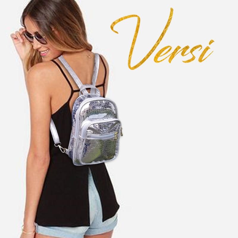 MORRAL VERSI RIO DISEÑO BOLSO PLATEADO LIZO FEMENINO MODA