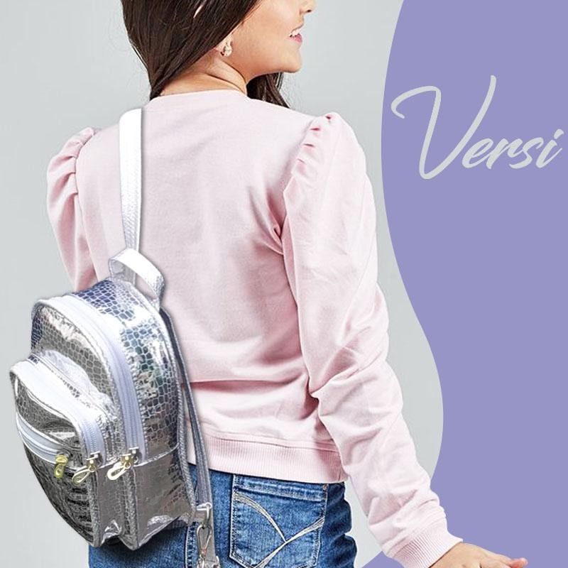 MORRAL VERSI RIO DISEÑO BOLSO PLATEADO LIZO FEMENINO MODA