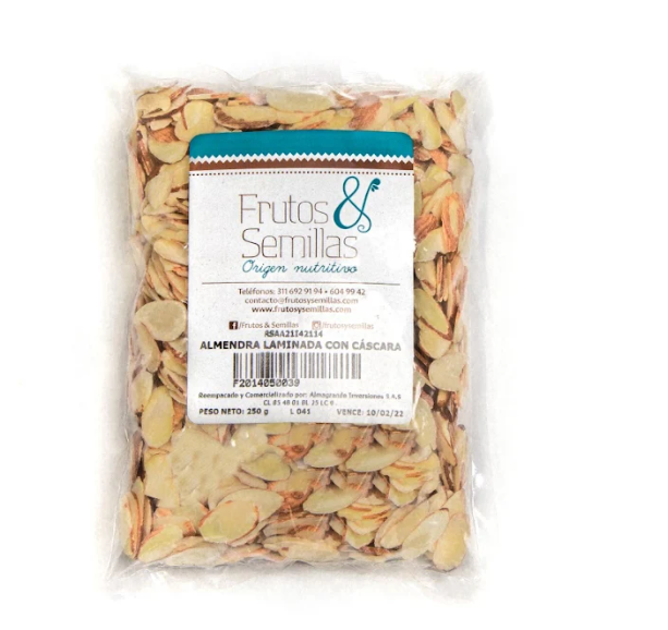 ALMENDRA LAMINADA CON CASCARA *250 GR