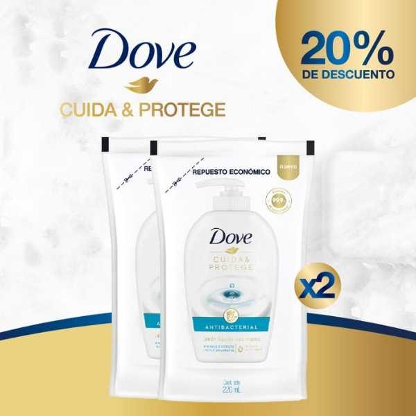 JABON LIQ ANTIBACTERIAL REP DOVE 2*220ML