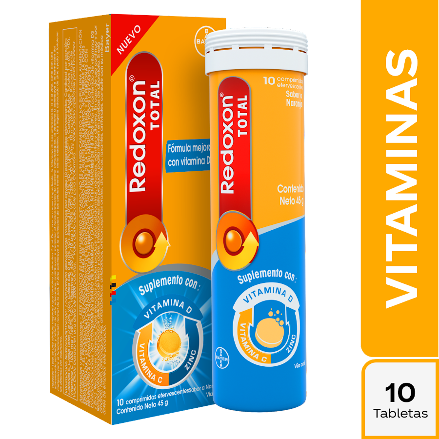 Redoxon Total Tableta  Efervescente Bayer Vita D, C y Zinc x 10Tab
