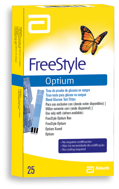 TIRAS FREE STYLE OPTIUM GLUCÓMETRO X25UND