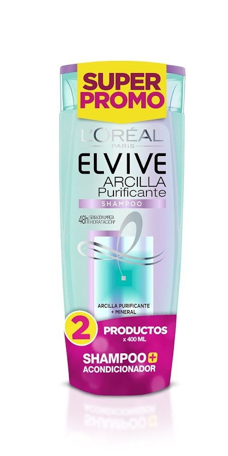 OFERTA SHAMPOO L´OREAL ELVIVE ARCILLA+ ACOND. X400ML SÚPER OFT. X2U