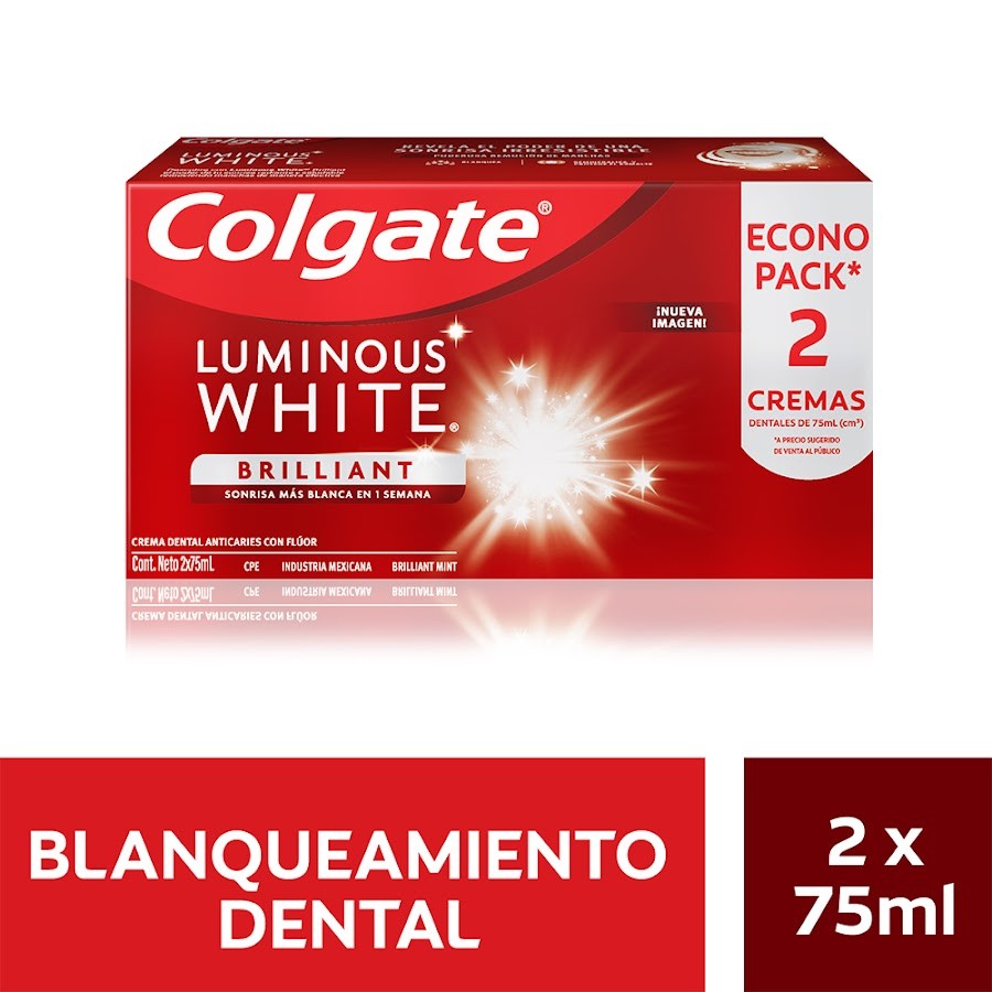 OFERTA CREMA DENTAL COLGATE LUMINOUS WHITE ECONO PACK X2UND. X75ML