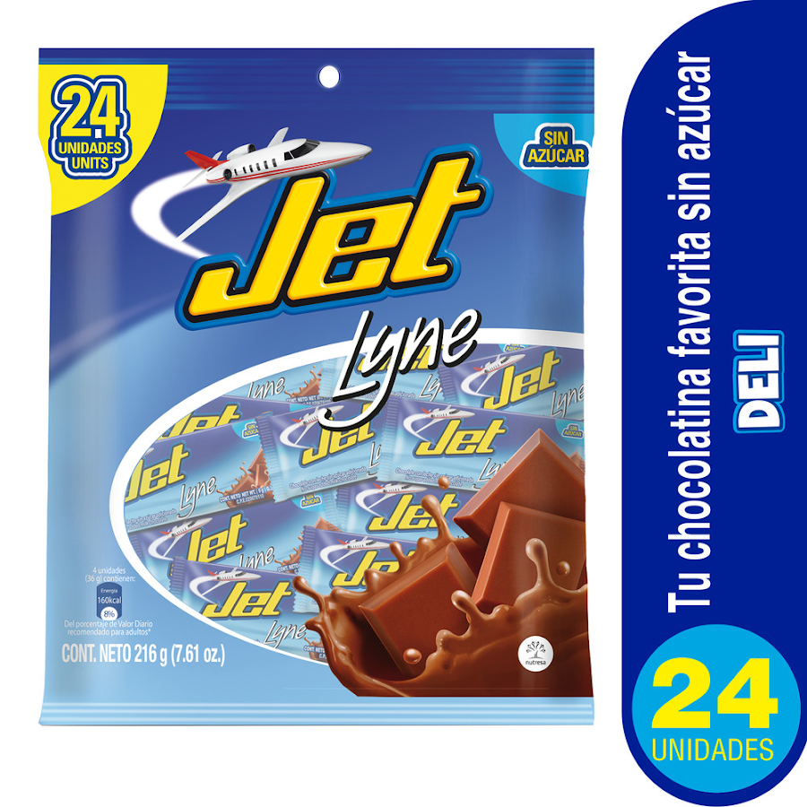 Chocolatina JET Lyne con Leche sin Azúcar x24Und