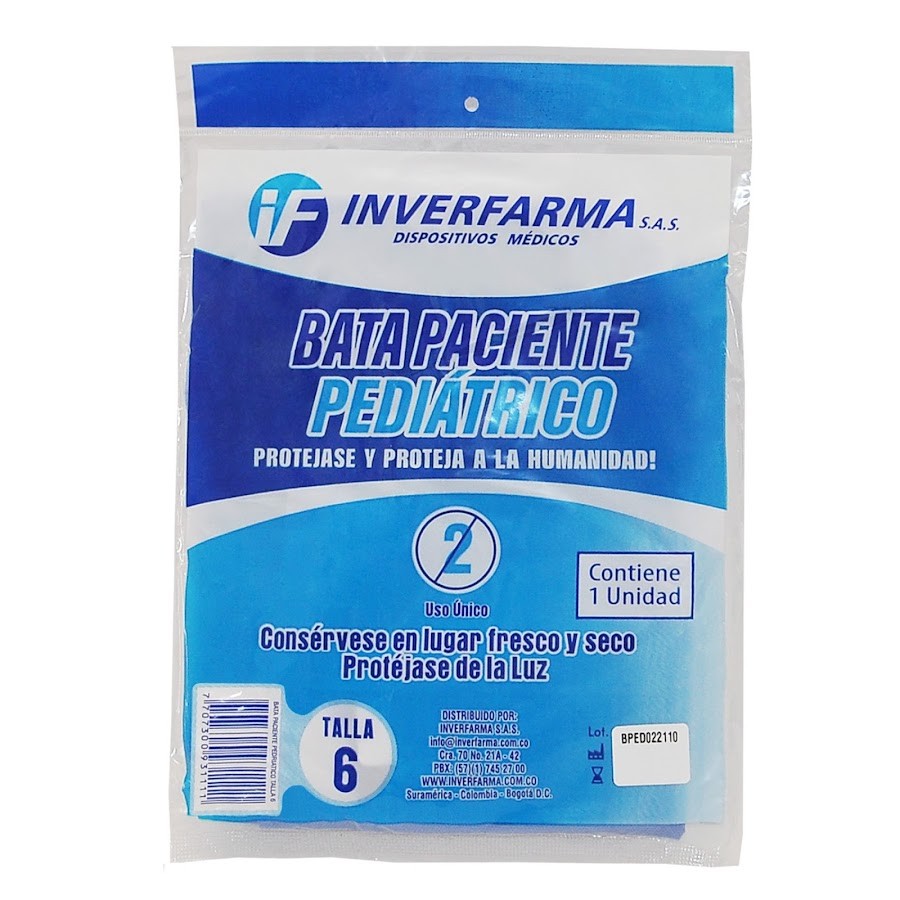 Bata Paciente Pediátrico Inverfarma Talla 6 x 1und