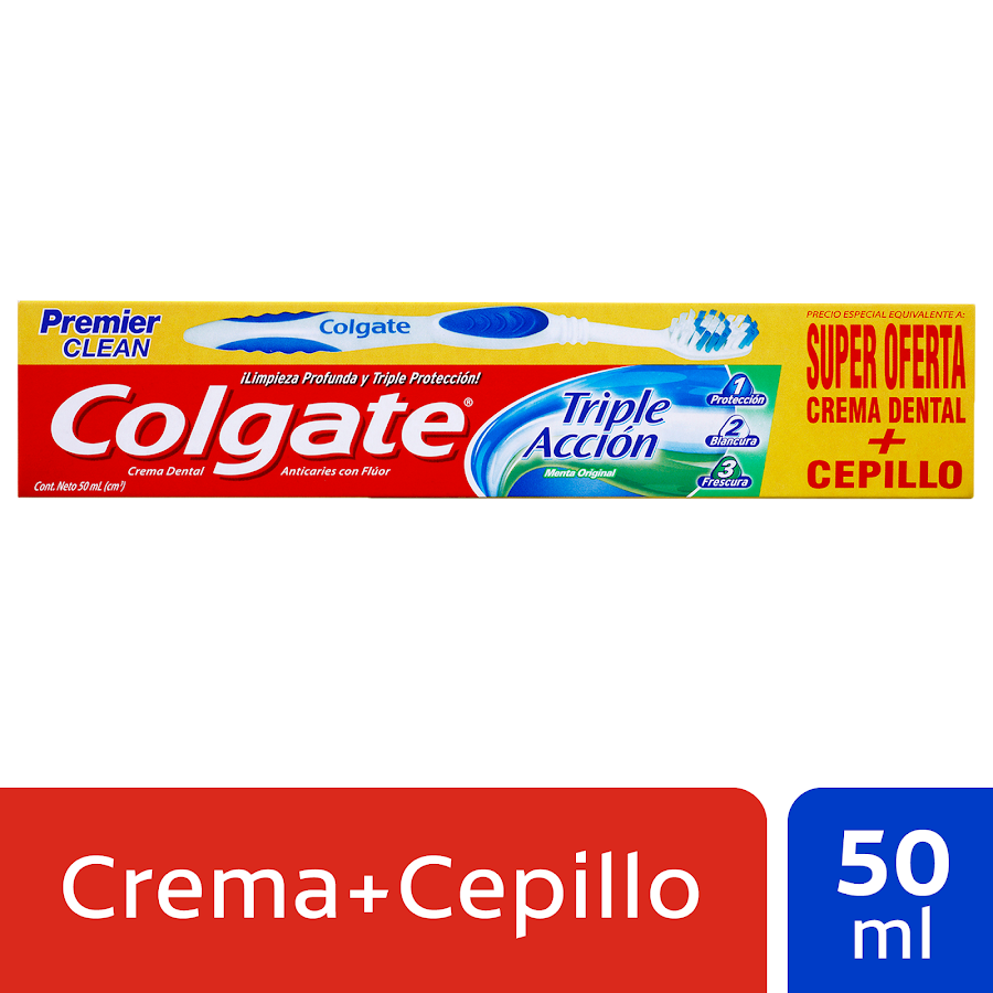 Oferta Crema Dental COLGATE Triple Acción Menta + Cepillo Sp.Oft.x2Und