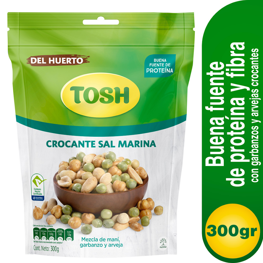 Pasabocas Tosh Del Huerto Crocante Sal Marina Paquete x 300 gramos