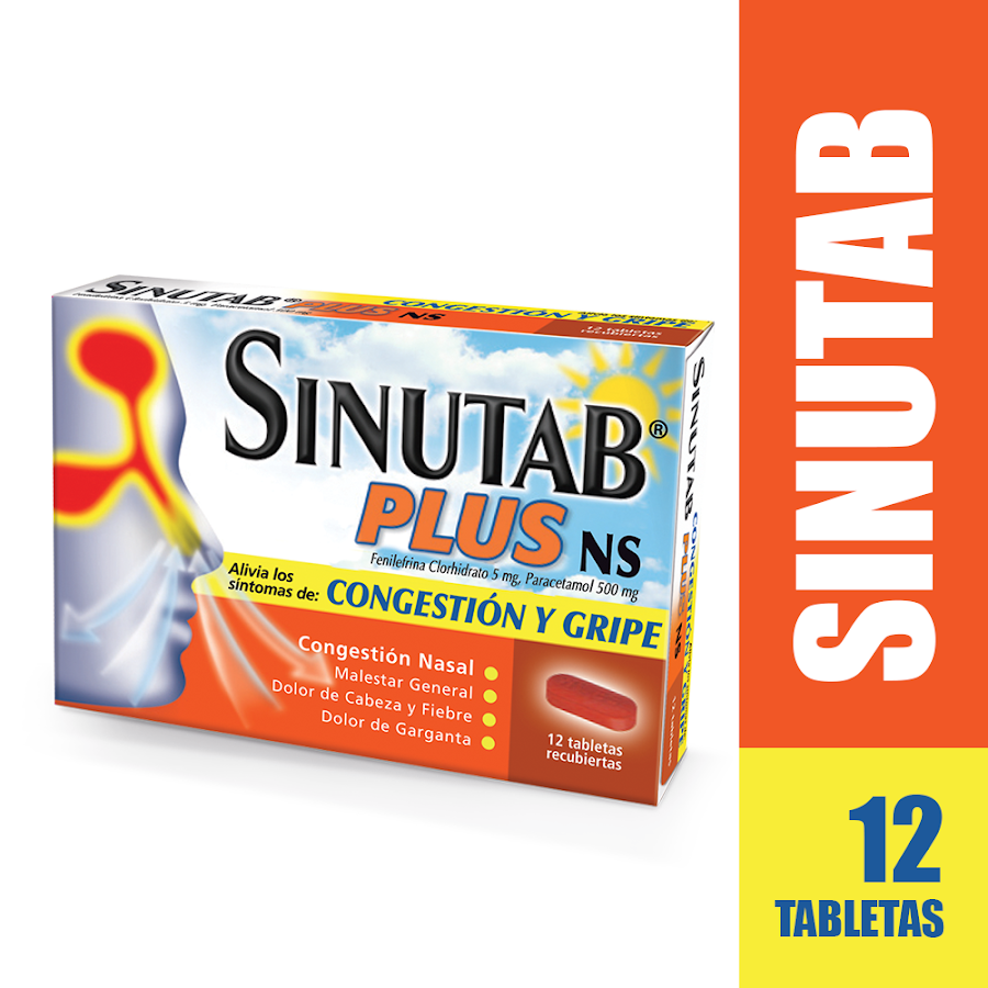 Sinutab Plus Ns Dia Caja X12Tab. Johnson Acetaminofén Fenilefrina
