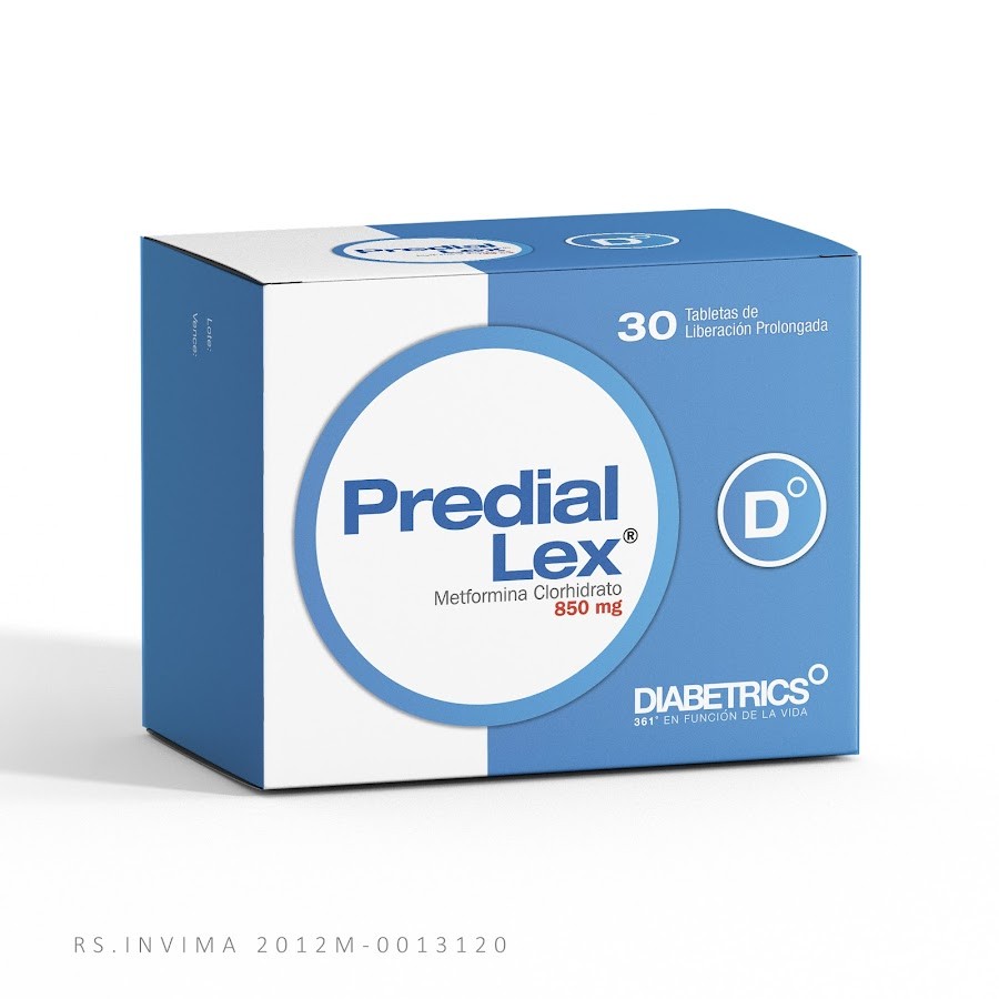 Predial Lex 850mg caja x 30 tab Metformina Clorhidrato    .