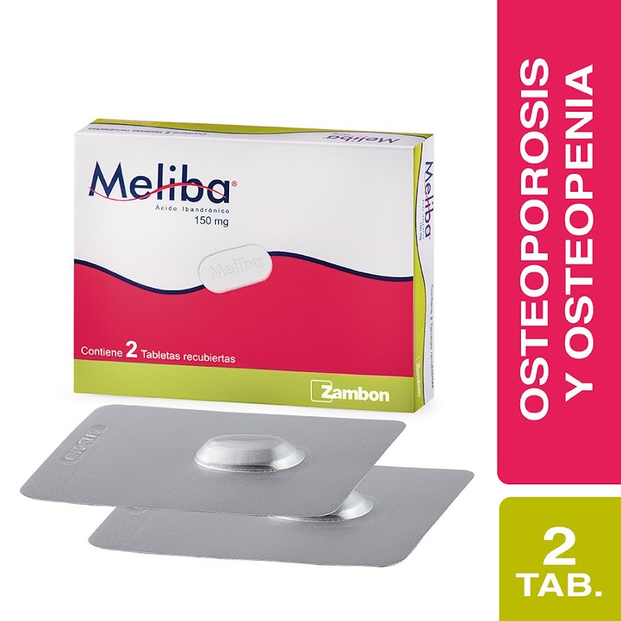 Meliba 150mg caja x 2 tabletas acido ibandronico