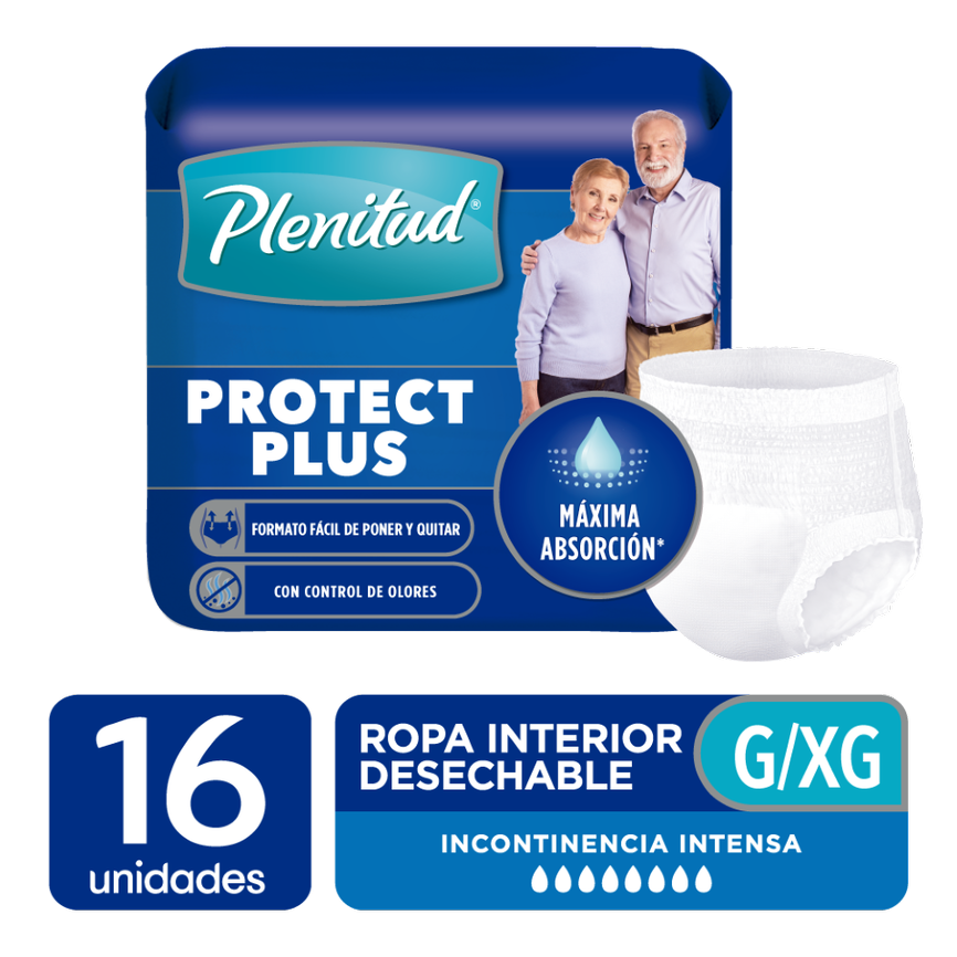 Ropa Intima Adulto Plenitud Desechable Protect Plus G/XG Conteo x 16Und