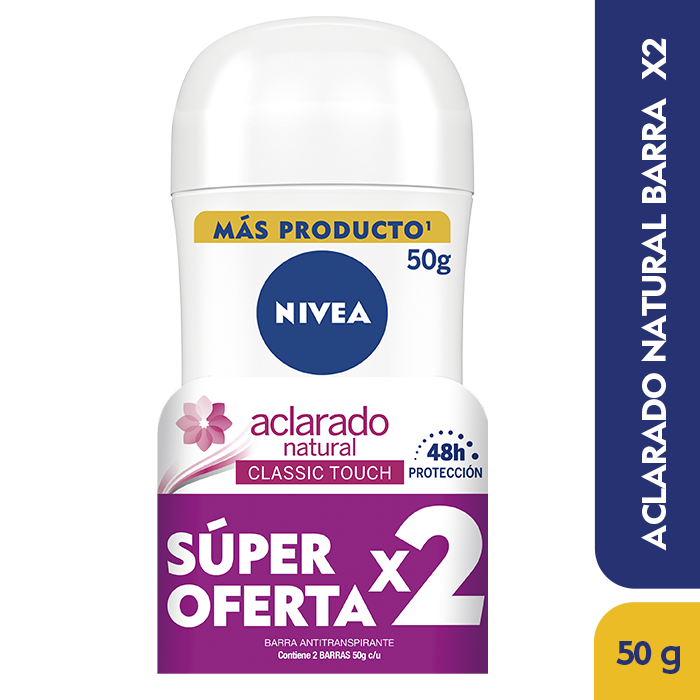 Desodorante Nivea Aclarado Natural Barra x 2Und de 50Gr