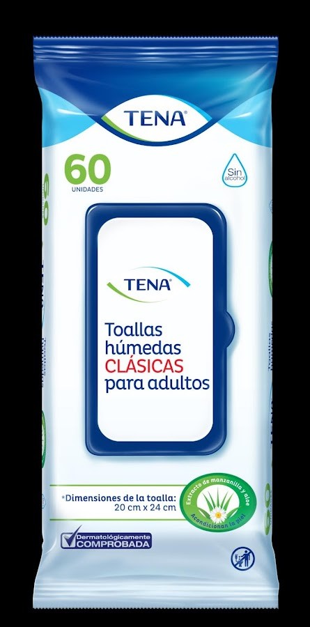 Toallas Húmedas Tena Clásicas Para Adultos Extracto Manzanilla y Aloe x60 und