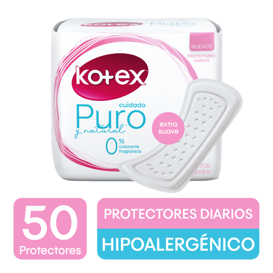 Protectores Intimos Kotex Cuidado Puro y Natural x 50Und