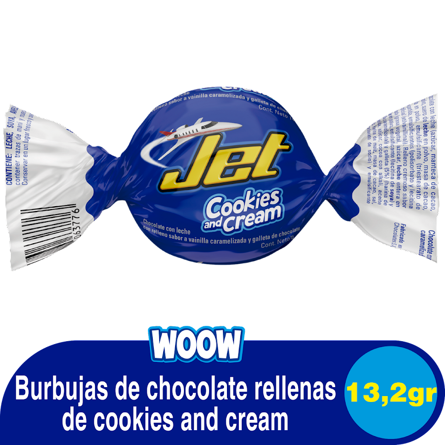 Chocolate Burbujas Jet Cookies & Cream x 13.2gr