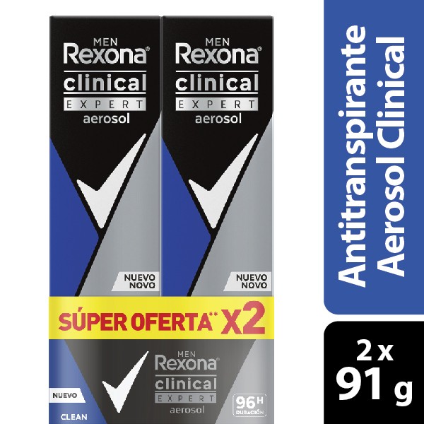OFT Desodorante REXONA Deo Aer Clin Clean Expert 2X91G