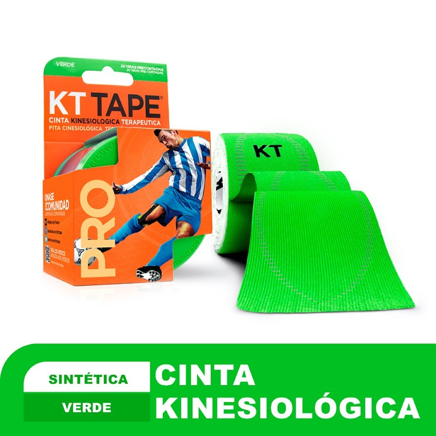 Cinta KT Deportiva Pro Deportiva Elástica Sintética Verde Pre Cortado x20 tiras