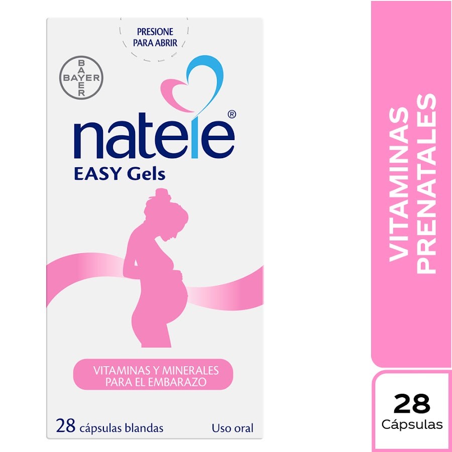 Natele Easy Gel Cáp. Caja x28Cap. BAYER Vitaminas Minerales Prenatales