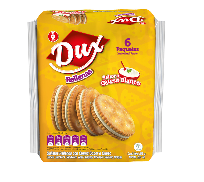 Galleta Dux Rellenas de Queso Bolsa x 6Paq/224Gr