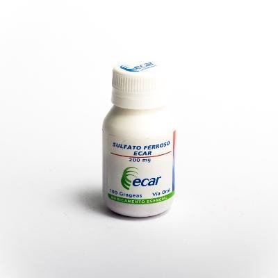 Sulfato Ferroso Ecar 200Mg Grageas Frasco X100Grg.