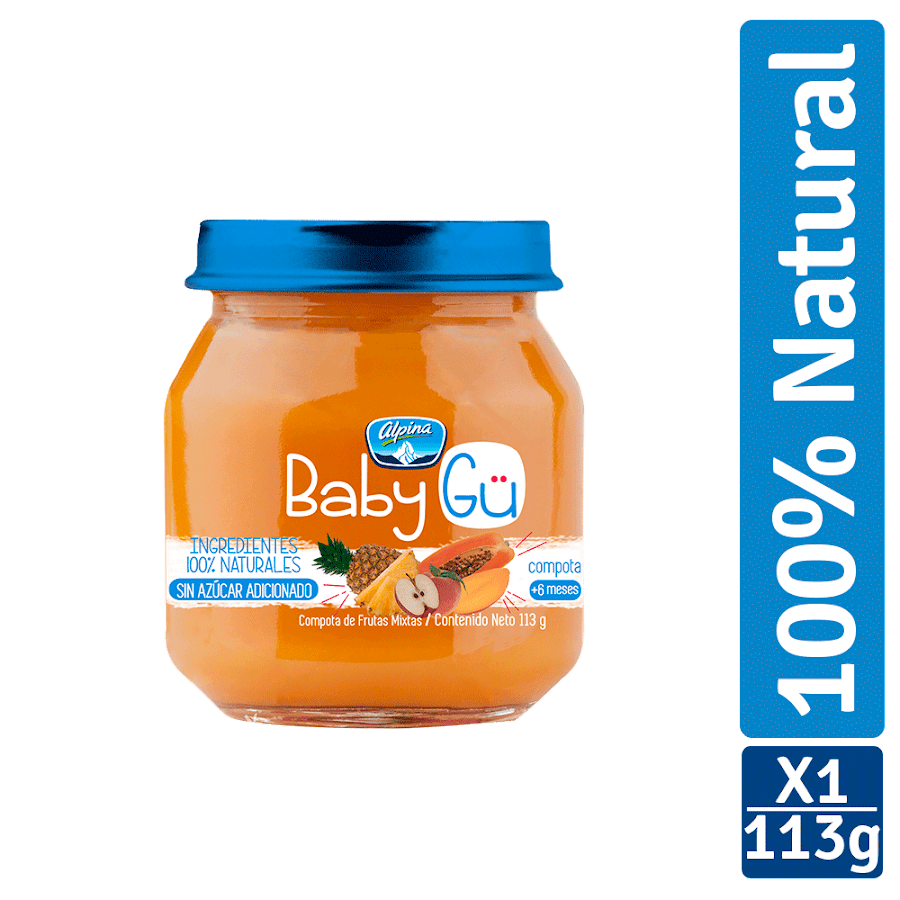 Compota Baby Gu Alpina Sabor Frutas Mixtas +6Meses x 113Gr