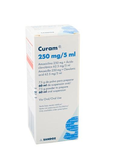 Curam 250/62.5Mg Sus. Frasco x60Ml. SAN Amoxicilina Ácido Clavulánico