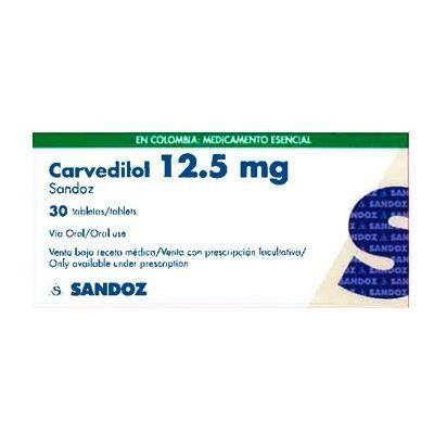 CARVEDILOL 12.5 MG CAJA X 30 TABLETAS SANDOZ