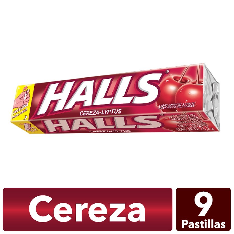 Menta Halls Cereza Lyptus Barra x 9Und