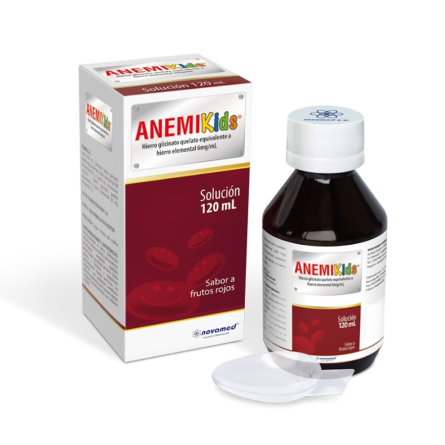 ANEMIKIDS 6MG/ML FRUTOS ROJOS FRASCO X120ML NOVAMED HIERRO GLICINATO