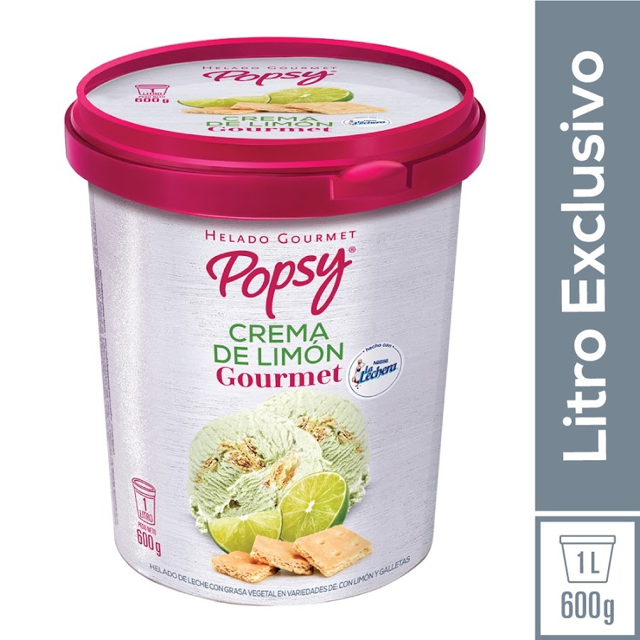 Helado Popsy Crema de Limón 8 porciones x 1 Litro