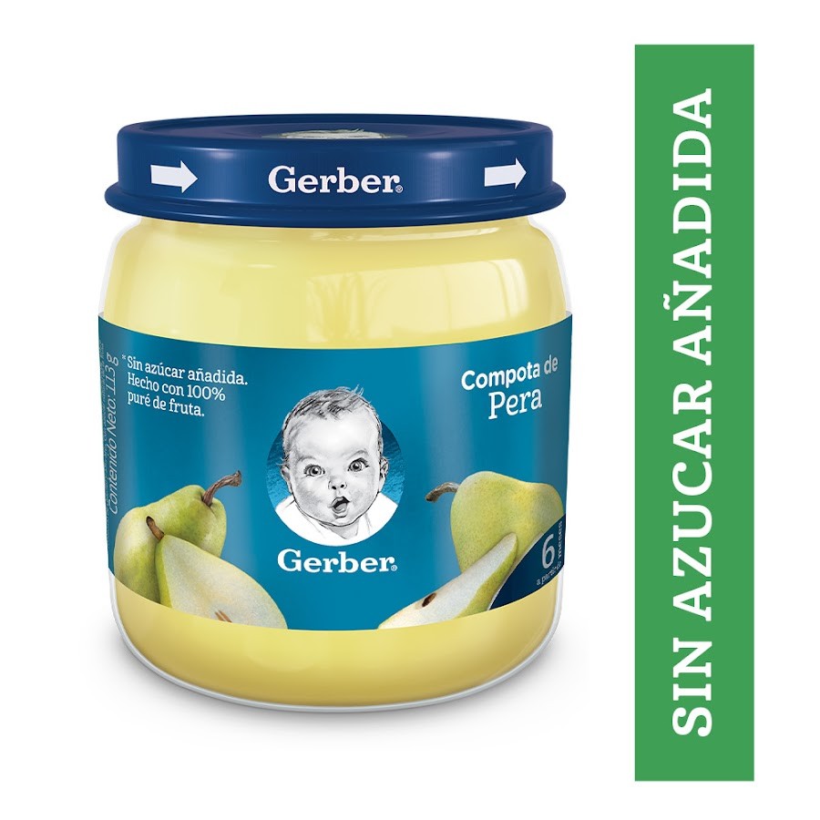 Compota Gerber Puré de Pera Sin Azucar Frasco x 113Gr