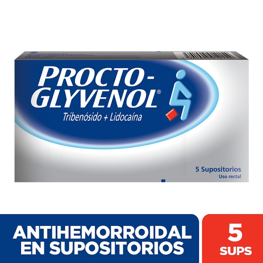 Procto Glyvenol Supos. Caja x5Supos. Novartis Tribenósido Lidocaína