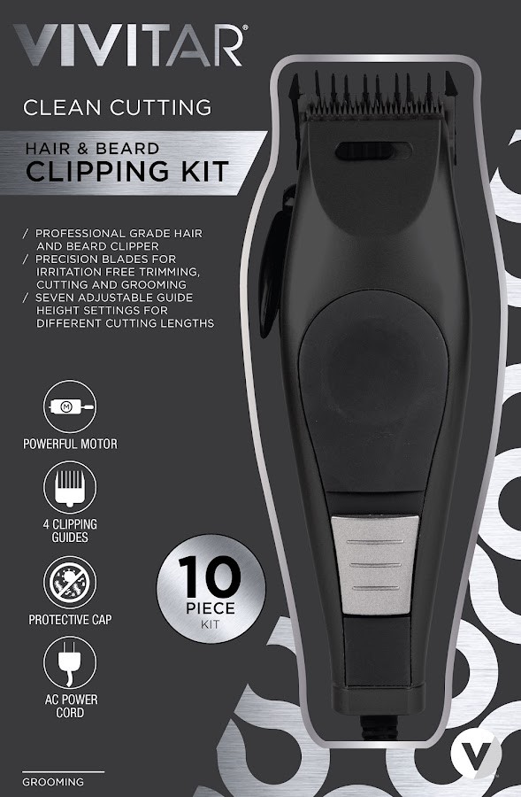 Kit Cortador de Cabello Vivitar Negro 10 Piezas