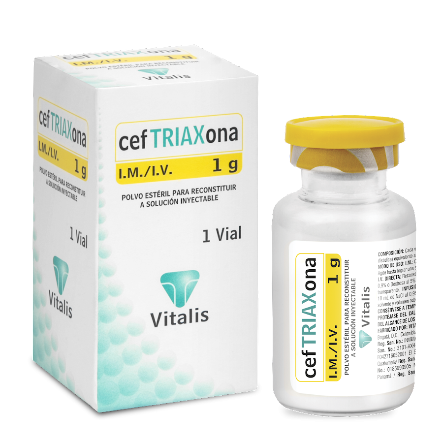 Ceftriaxona Sódica Vitalis 1Gr Caja x 1 Ampolla