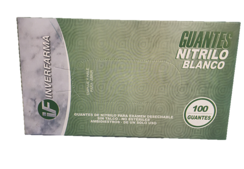 Guantes de Nitrilo Inverfarma Talla S Blanco x 100Und